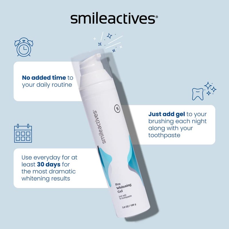 SmileActives جل تبييض الأسنان من سمايل أكتيفز لمعجون الأسنان مع بيروكسيد الهيدروجين من الدرجة السريرية، مزيل بقع الأسنان للأسنان البيضاء، جل تبييض بجودة طبيب الأسنان لإزالة بقع القهوة، زجاجة 2 أونصة - Image 2