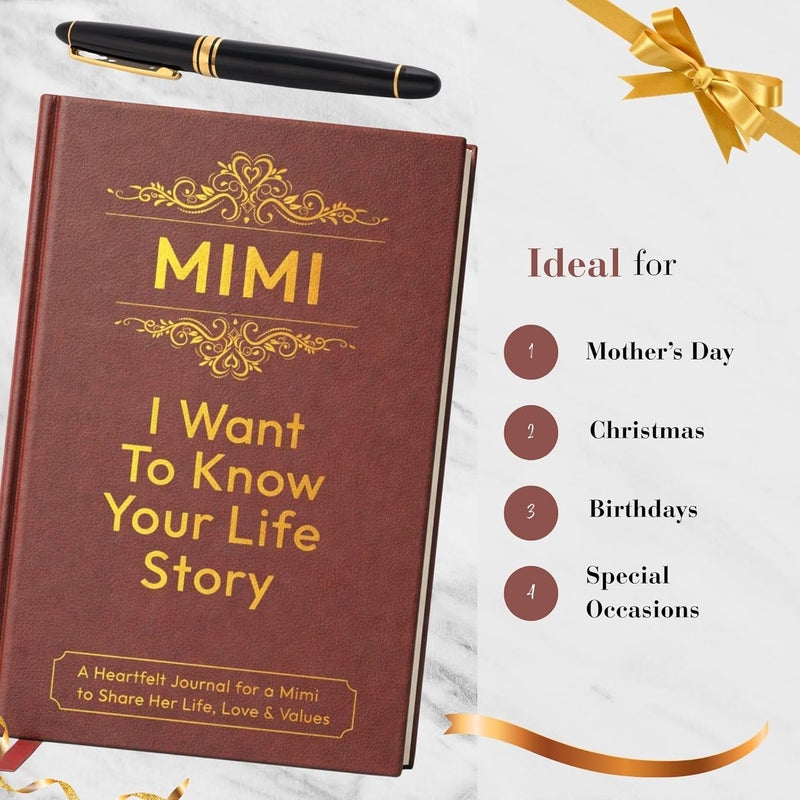 XKFCFC Mimi I Want to Know Your Life Story Leather Journal (Hardcover) - Mimi Gifts for Christmas or Birthday - Share Her Life Story - Ideal Gifts for Mothers Day from Granddaughter GrandSon - Image 5
