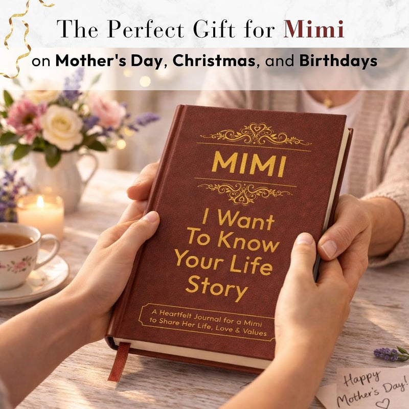 XKFCFC Mimi I Want to Know Your Life Story Leather Journal (Hardcover) - Mimi Gifts for Christmas or Birthday - Share Her Life Story - Ideal Gifts for Mothers Day from Granddaughter GrandSon - Image 2