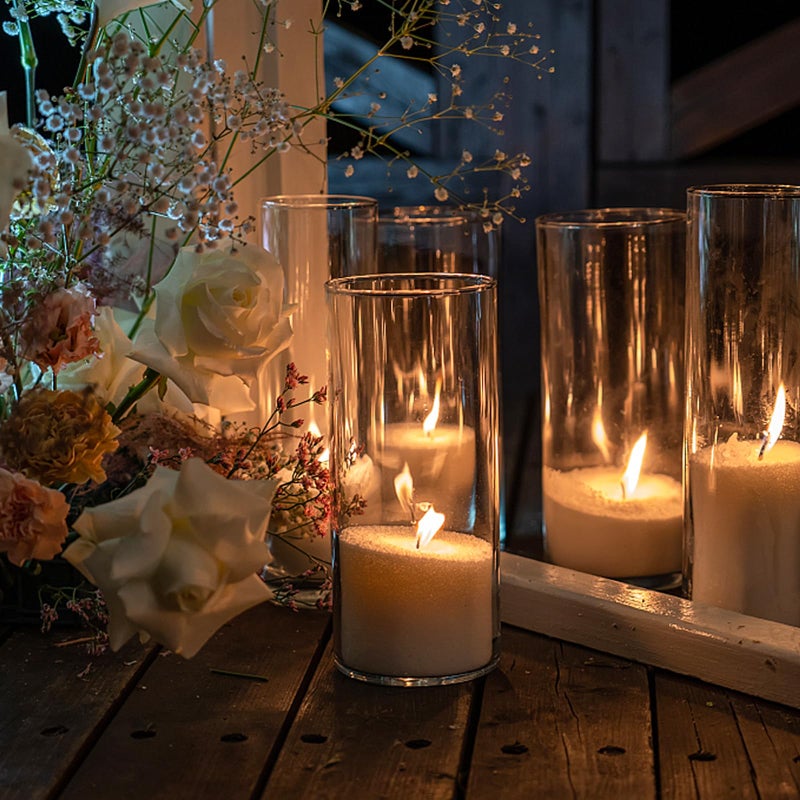 SUPMIND 6 Pack Glass Cylinder Vase for Table Centerpieces, 6 Inch Clear Glass Flower Vases Bulk Glass Hurricane Candle Holder Small Floral Vases for Table, Floating Candle Vase for Wedding Home DÃ©cor - Image 4