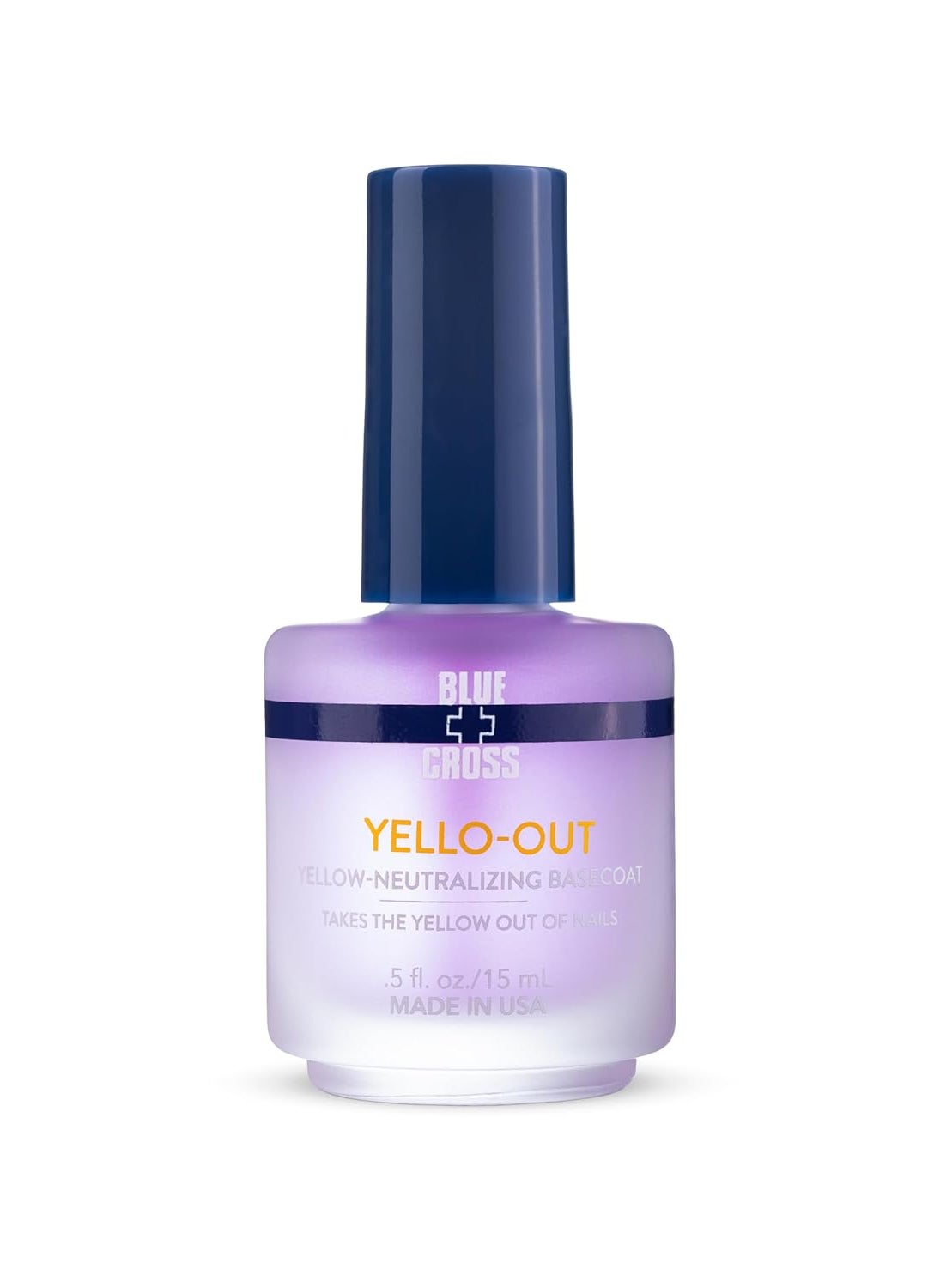 Blue Cross - Blue Cross Yello Out, Yellow-Neutralizing Basecoat, Purple Toner for Yellow Nails + Fingernail Polish Color Enhancer, Professional Nail Care, Made in USA, 15mL/0.5fl oz - Image 1