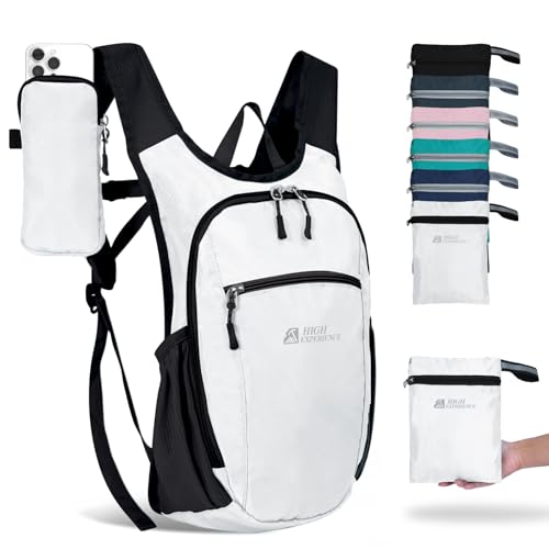 HIGH EXPERIENCE Hiking Backpack 10L/15L Small Daypack Lightweight Packable Travel Foldable Water Resistan for Women Men (White, 10L) - Image 1