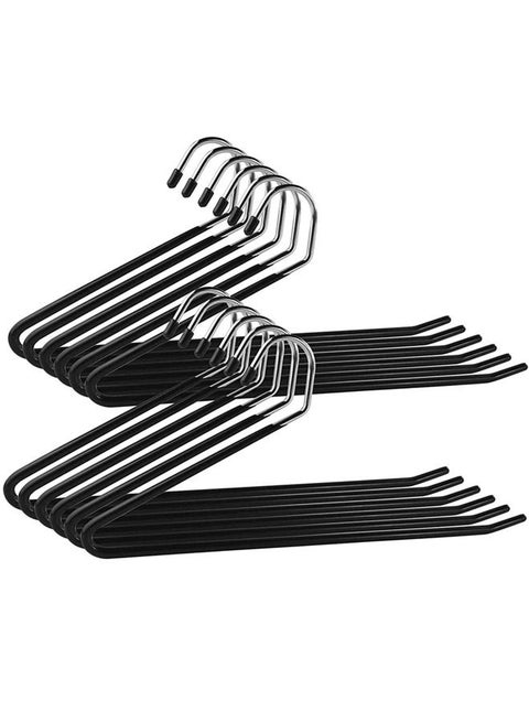 Pants Hangers,10 Pack Chrome Jean Hangers for Closet,Non Slip Rubber Clothes Hanger and Pants Organizer,Open Ended Skirt and Pant Hangers,Space Saving Hangers for Clothes