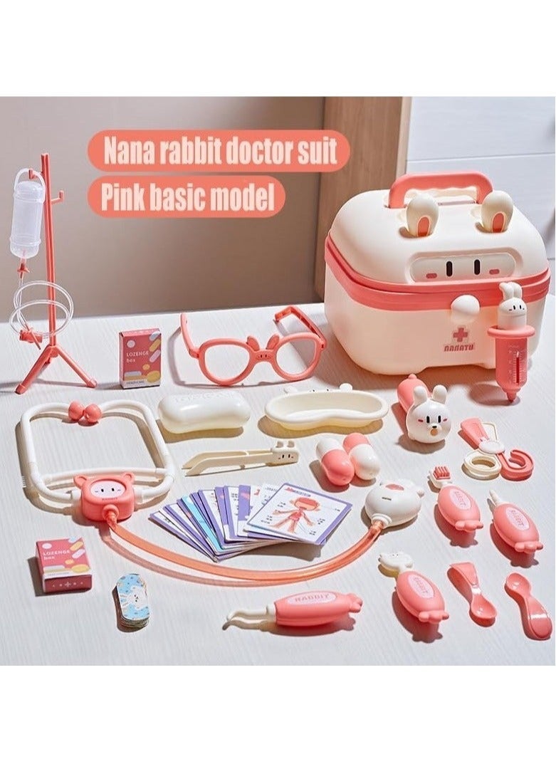 25PCS Doctor Kit for Kids Pretend Play Educational Doctor Toys, Medical Kit with Stethoscope, Dentist Tools & Storage Box, Role Play Set for 3-8 Years Old Girls and Boys (Pink) - Image 4