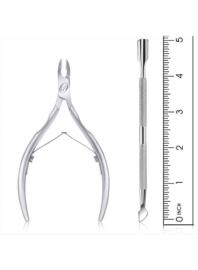 Blueorchids Cuticle Trimmer with Cuticle Pusher - Cuticle Remover Cuticle Nipper Professional Stainless Steel Cuticle Cutter Clipper Durable Pedicure Manicure Tools for Fingernails and Toenails - Half Jaw - Image 2