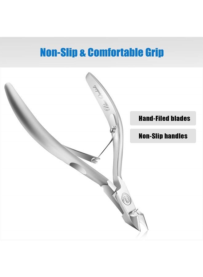 Blueorchids Cuticle Trimmer with Cuticle Pusher - Cuticle Remover Cuticle Nipper Professional Stainless Steel Cuticle Cutter Clipper Durable Pedicure Manicure Tools for Fingernails and Toenails - Half Jaw - Image 4