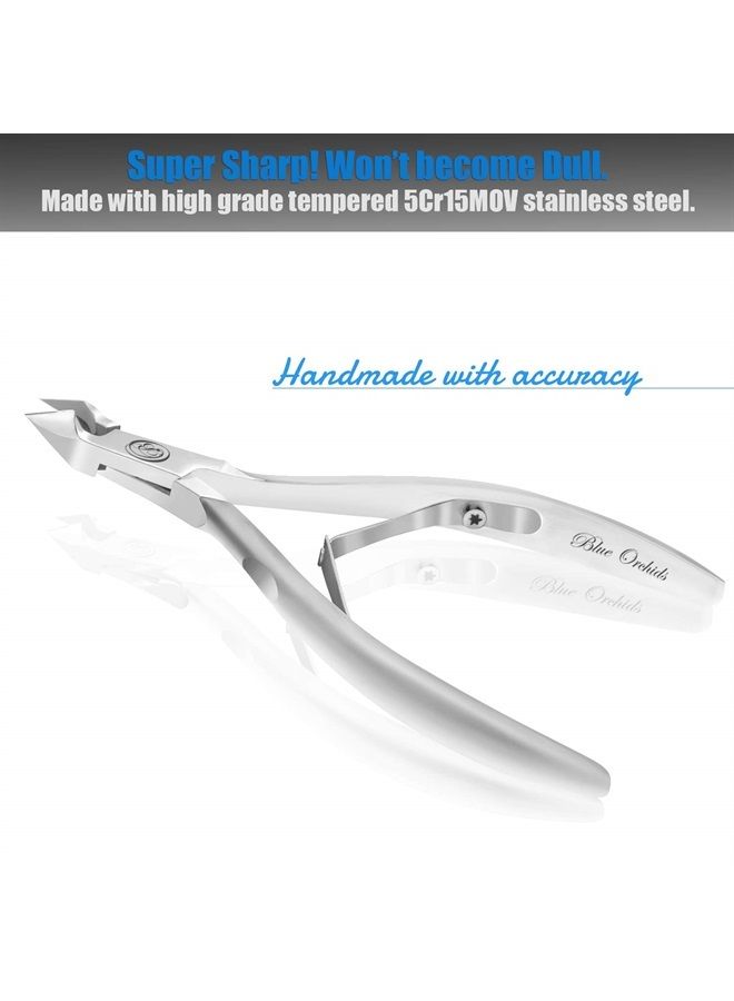 Blueorchids Cuticle Trimmer with Cuticle Pusher - Cuticle Remover Cuticle Nipper Professional Stainless Steel Cuticle Cutter Clipper Durable Pedicure Manicure Tools for Fingernails and Toenails - Half Jaw - Image 5