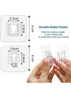 SKY-TOUCH Sky-Touch Double-Sided Adhesive Wall Hooks 10 Pairs, Waterproof and Oilproof Reusable Seamless Hooks, Heavy Duty Self-Adhesive Wall Hook for Kitchen Bathroom Office, Without Punching  - Image 2