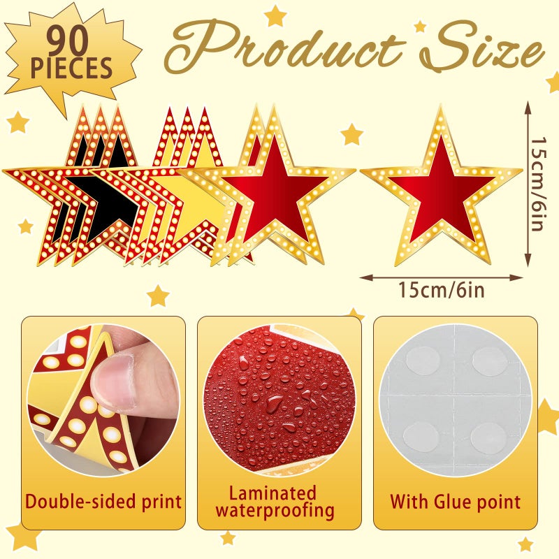 Geosar 90 pcs Movie Star Cardboard Red Carpet Awards Night Cutouts Confetti Cutouts for Bulletin Board Movie Party Decoration Supply Wall (6 Inch) - Image 2