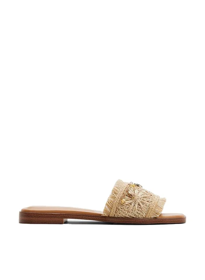 Aurana Ladies Beige Flat Sandals