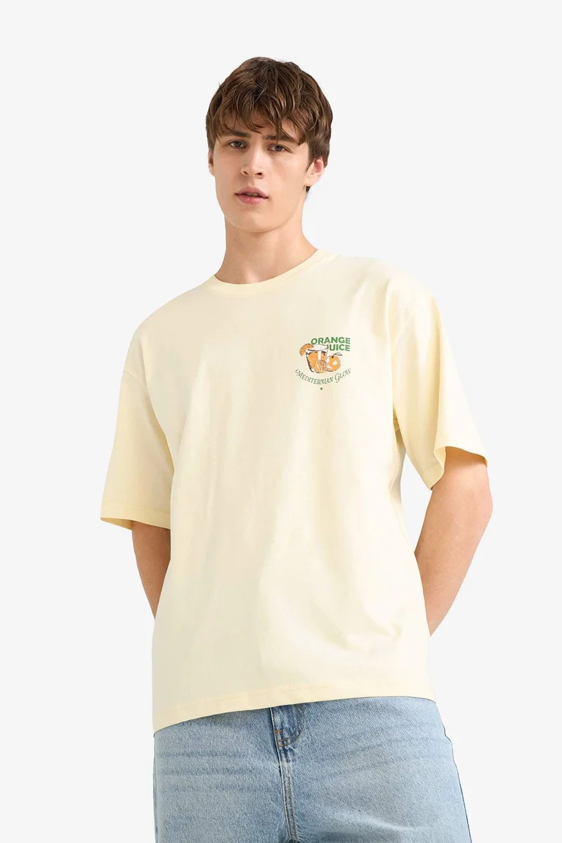 Defacto Boxy Fit Fruit Printed Short Sleeve T-Shirt