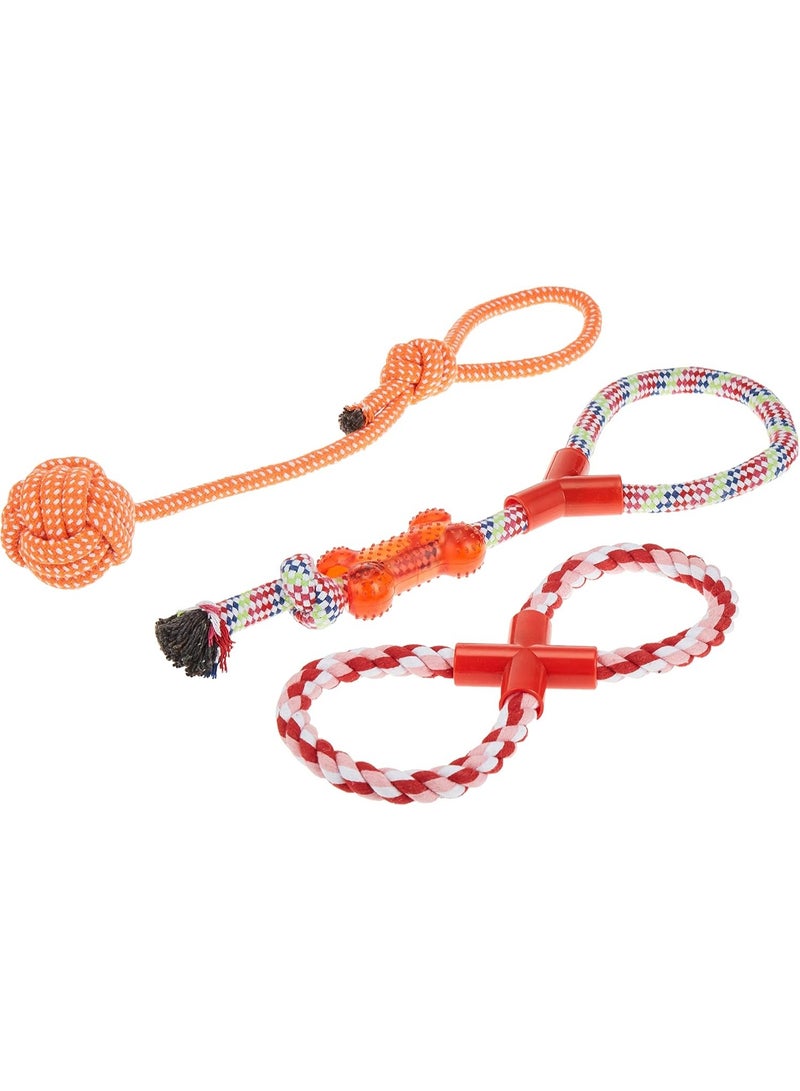 10 Pcs Pet Puppy Toys Gift Set Ball Rope and Chew Squeaky for Dog Cat - Image 2