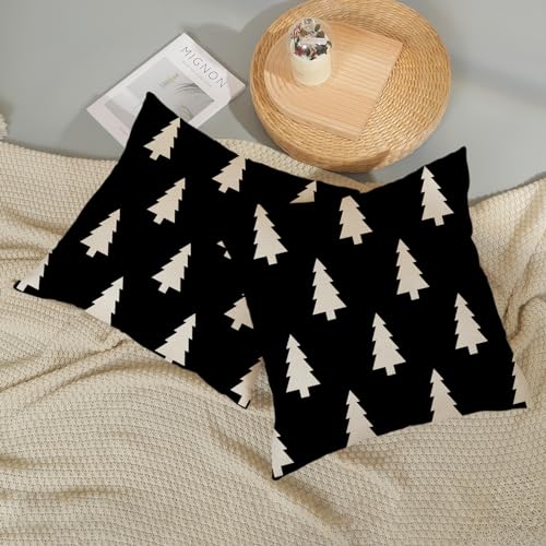 GOLIANDA Black and White Christmas Tree Pillow Covers 18x18 Set of 2 Christmas Decor Linen Pillowcase Geometric Christmas Throw Pillows Winter Farmhouse Holiday Decorations Cushion Covers for Couch Home - Image 5