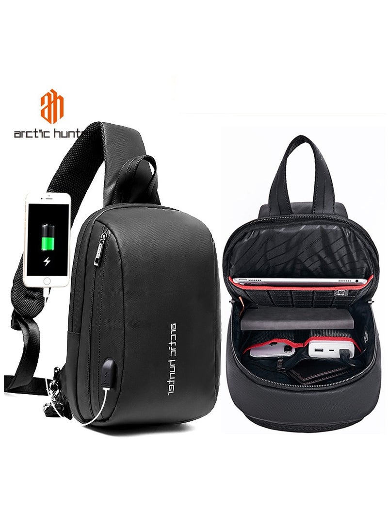 ARCTIC HUNTER - Cross Body Sling Bag Water Resistant Anti Theft Unisex Shoulder bag with Built in USB Port for Travel Business Shopping XB00081 - Image 1