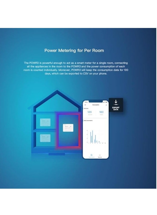 SONOFF - Sonoff Diy Powr3 Wi-Fi Smart Switch Energy Monitoring Wifi Or 433Mhz Rf Remote Control - Universal Diy Module For Smart Home - No Hub Required 【Compatible With Alexa & Google Home Assistant】【White】 - Image 1
