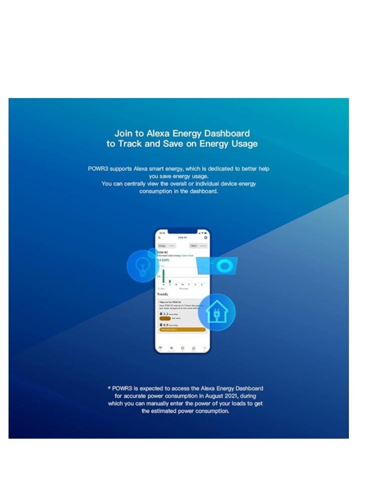 SONOFF - Sonoff Diy Powr3 Wi-Fi Smart Switch Energy Monitoring Wifi Or 433Mhz Rf Remote Control - Universal Diy Module For Smart Home - No Hub Required 【Compatible With Alexa & Google Home Assistant】【White】 - Image 1