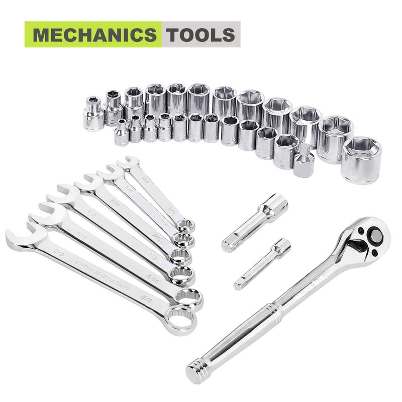 FASTPRO 267-Piece Home Tool Set, Household Repairing Tool Kit with 13-Inch Wide Mouth Open Tool Bag, Mechanics Hand Tool Kit for DIY, Home Maintenance, Green - Image 4
