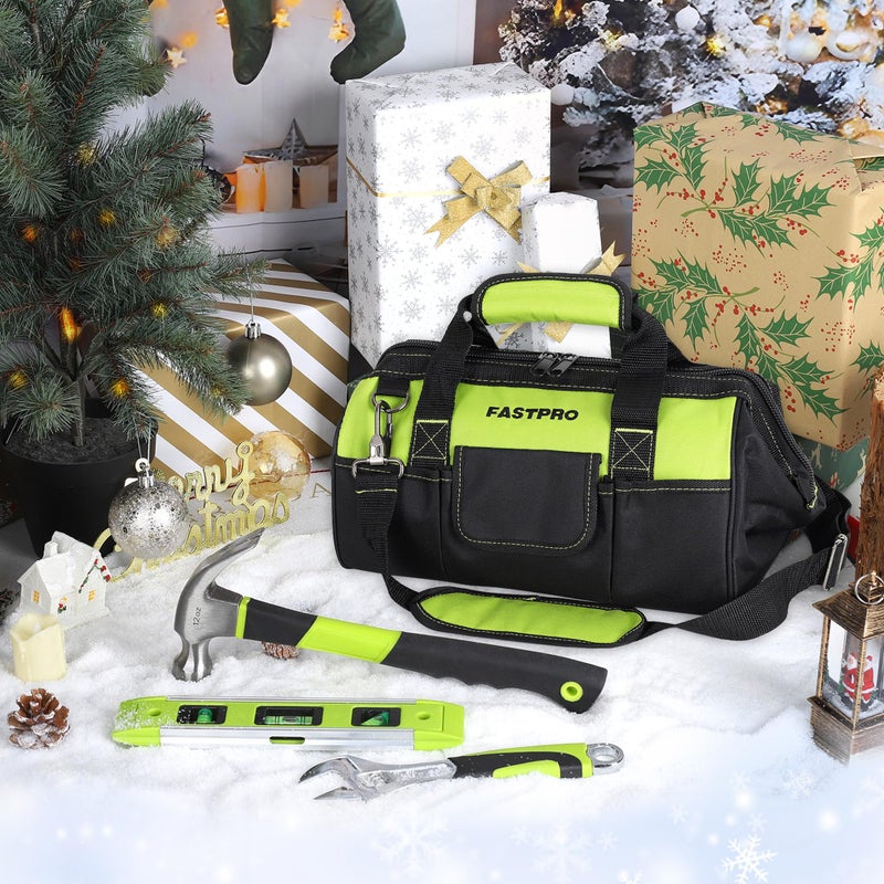 FASTPRO 267-Piece Home Tool Set, Household Repairing Tool Kit with 13-Inch Wide Mouth Open Tool Bag, Mechanics Hand Tool Kit for DIY, Home Maintenance, Green - Image 2
