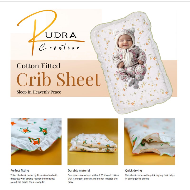 RUDRA CREATION Cotton Baby Bedding Set, Floral Print Godadi with Scalloped Border, Pack of 2, White - Image 4
