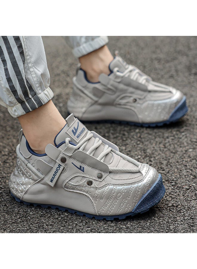 Pull Back Warrior Men's Dad Shoes Thick Sole Comfortable Skin-friendly Lining Casual Sports Shoes Wxym440 Gray Silver Size 39 - Image 3