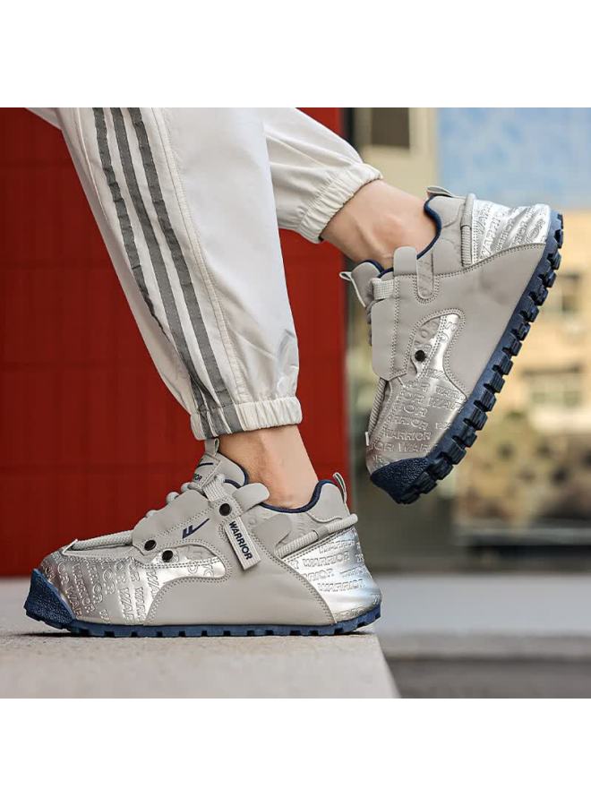 Pull Back Warrior Men's Dad Shoes Thick Sole Comfortable Skin-friendly Lining Casual Sports Shoes Wxym440 Gray Silver Size 39 - Image 2