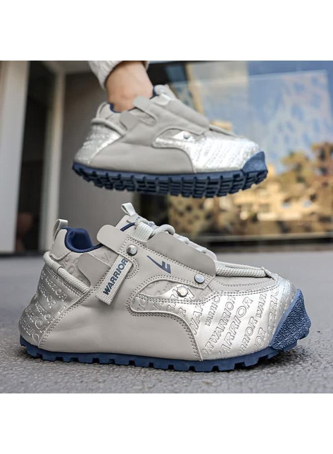 Pull Back Warrior Men's Dad Shoes Thick Sole Comfortable Skin-friendly Lining Casual Sports Shoes Wxym440 Gray Silver Size 39 - Image 5