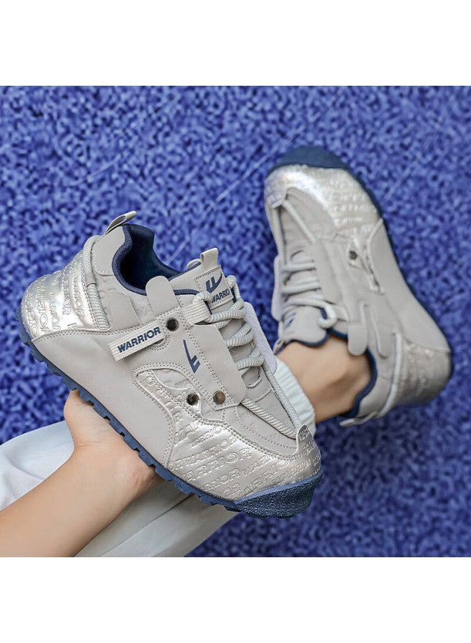 Pull Back Warrior Men's Dad Shoes Thick Sole Comfortable Skin-friendly Lining Casual Sports Shoes Wxym440 Gray Silver Size 39 - Image 4