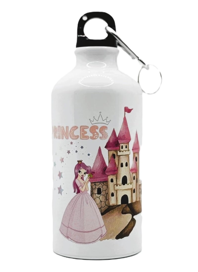 SiestaSafari Princess and Castle Kids Water Bottle with Carrying Clip, 500ml, for School, Travel, Activities, Sports, Girls  - Image 1