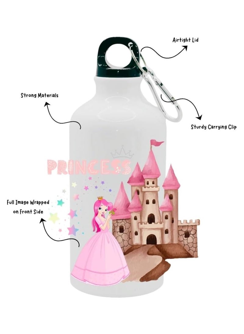 SiestaSafari Princess and Castle Kids Water Bottle with Carrying Clip, 500ml, for School, Travel, Activities, Sports, Girls  - Image 2
