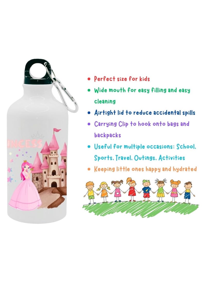 SiestaSafari Princess and Castle Kids Water Bottle with Carrying Clip, 500ml, for School, Travel, Activities, Sports, Girls  - Image 3