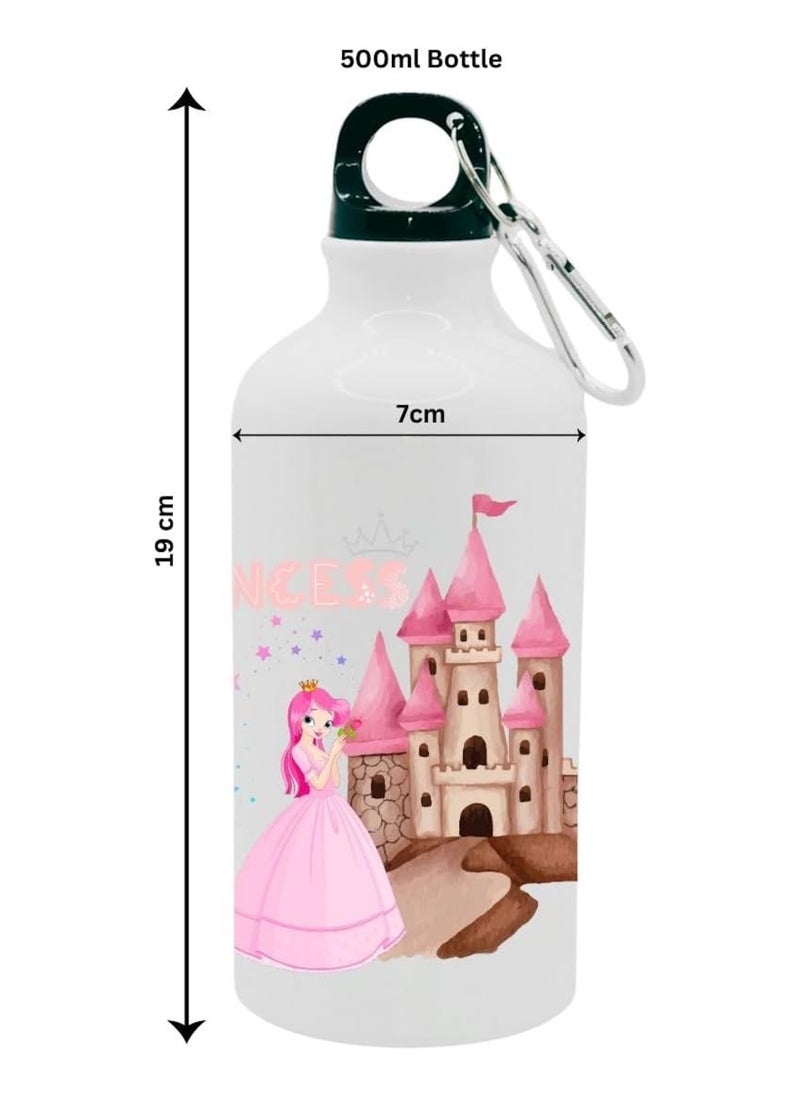 SiestaSafari Princess and Castle Kids Water Bottle with Carrying Clip, 500ml, for School, Travel, Activities, Sports, Girls  - Image 4