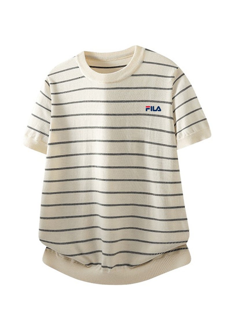فيلا FILA men's and women's short-sleeved T-shirts with horizontal stripes - Image 3