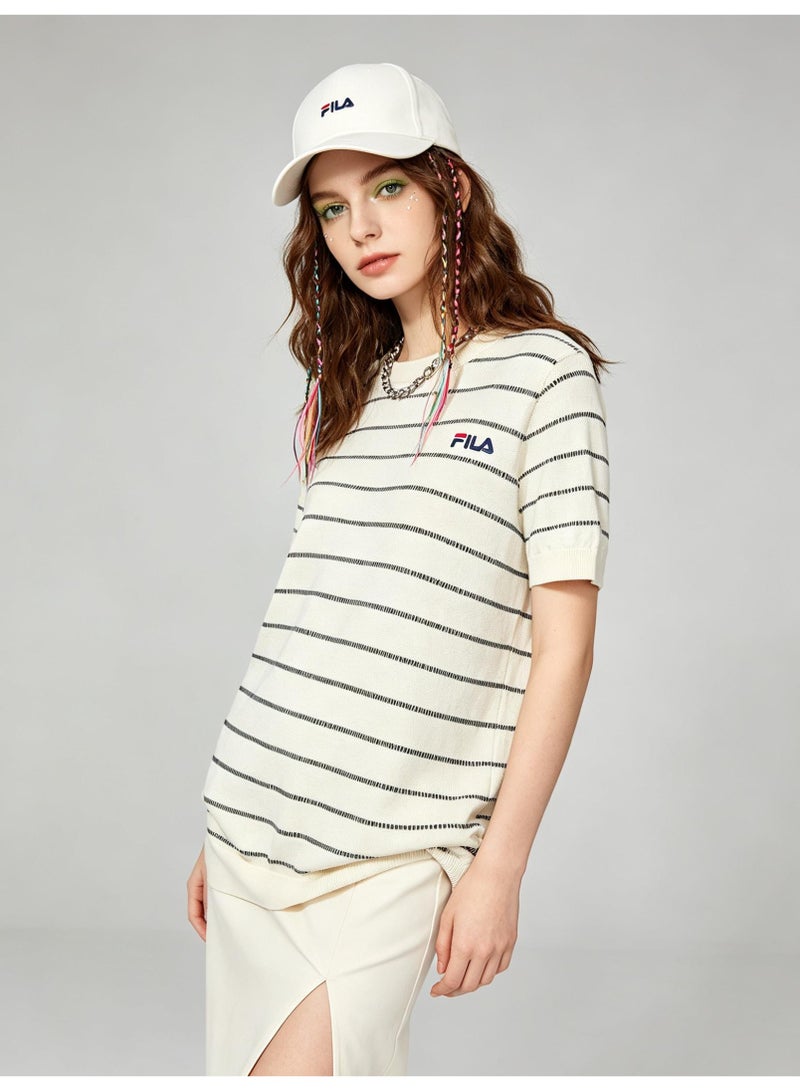 فيلا FILA men's and women's short-sleeved T-shirts with horizontal stripes - Image 2