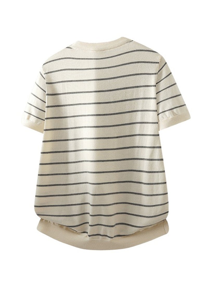 فيلا FILA men's and women's short-sleeved T-shirts with horizontal stripes - Image 5