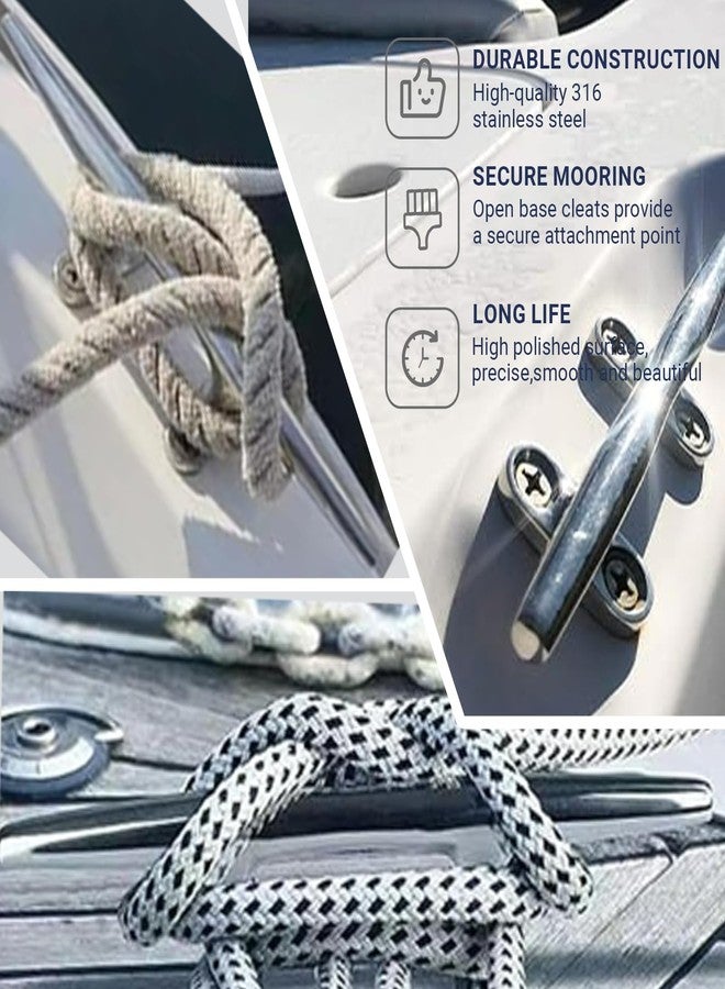 OSTARE Boat Cleats 4 inch Marine Dock Cleats 316 Stainless Steel Rope Cleats Boat Mooring Accessories with Fasteners 2 Pack - Image 4