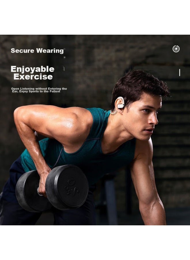 Newmine سماعات بلوتوث Hm-50، مفهوم توصيل العظام، تصميم مفتوح حقيقي لاسلكي، ليست داخل الأذن، تصميم خطاف الأذن، للرياضة والجري، مقاومة للماء، عمر بطارية طويل، وظيفة المكالمات، تقليل الضوضاء، مناسبة لأبل، هواوي، شاومي - Image 2