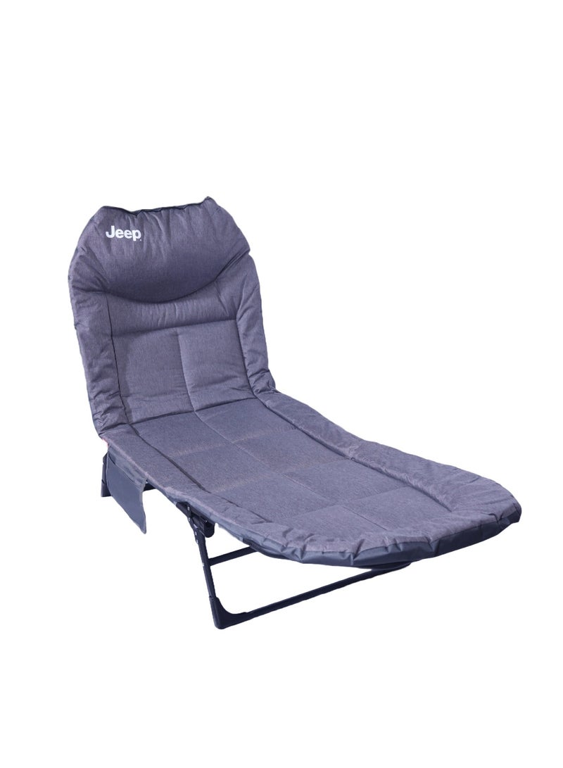 Jeep Foldable Camping Bed – Easy Setup, Reinforced Steel Frame, 3D Pillow, High-Resilience Sponge, Non-Slip, American-Style Design for Comfort & Durability  - Image 2