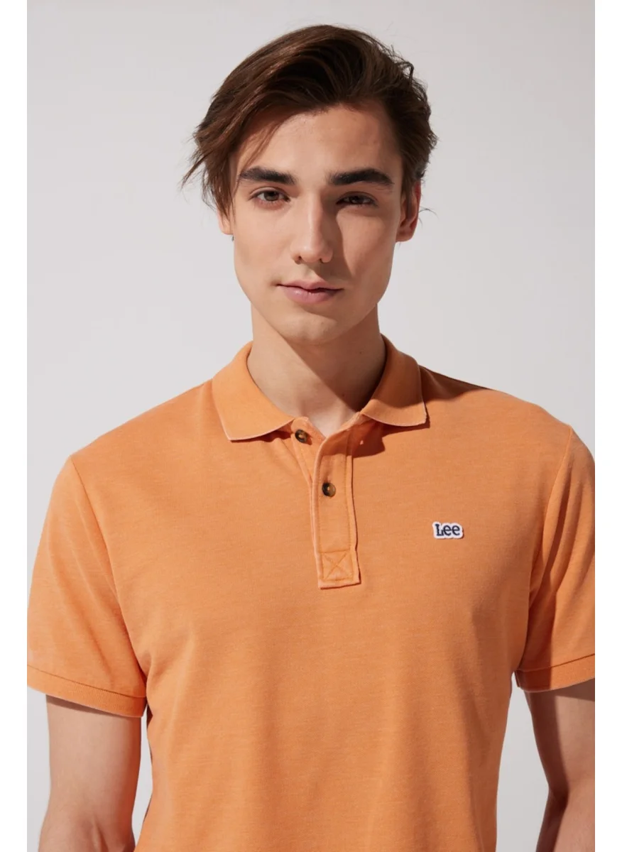 LEE Regular Fit Normal Cut Polo Neck Orange T-Shirt
