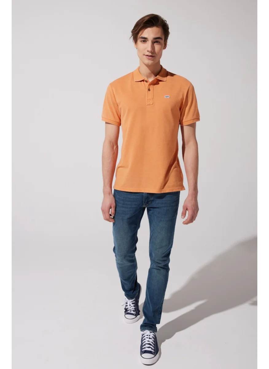 LEE Regular Fit Normal Cut Polo Neck Orange T-Shirt