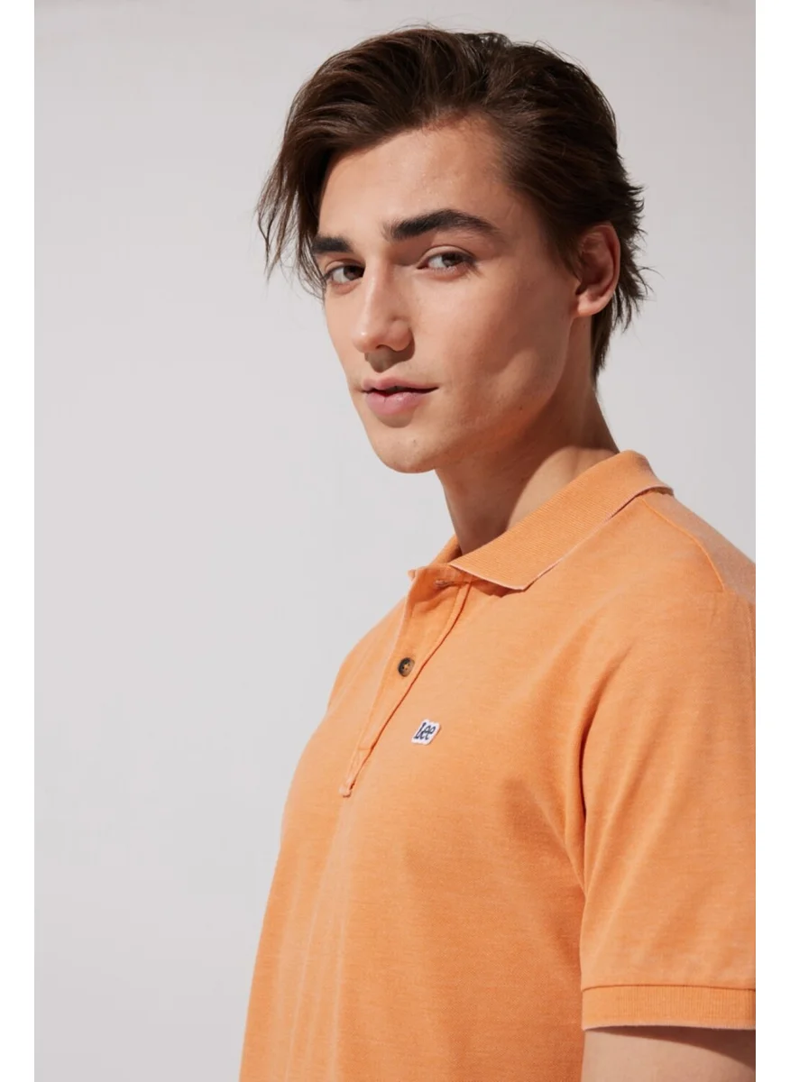 LEE Regular Fit Normal Cut Polo Neck Orange T-Shirt