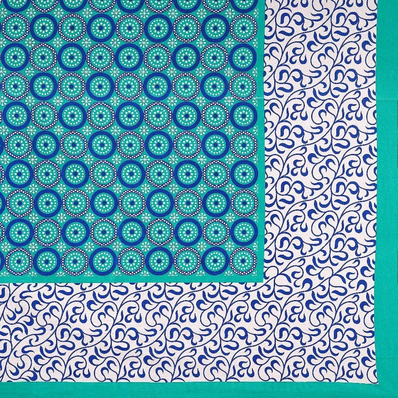 Meejoya 100 Cotton Rajasthani Jaipuri Traditional Floral King Size Double Bedsheet with 2 Pillow Covers Blue - Image 2