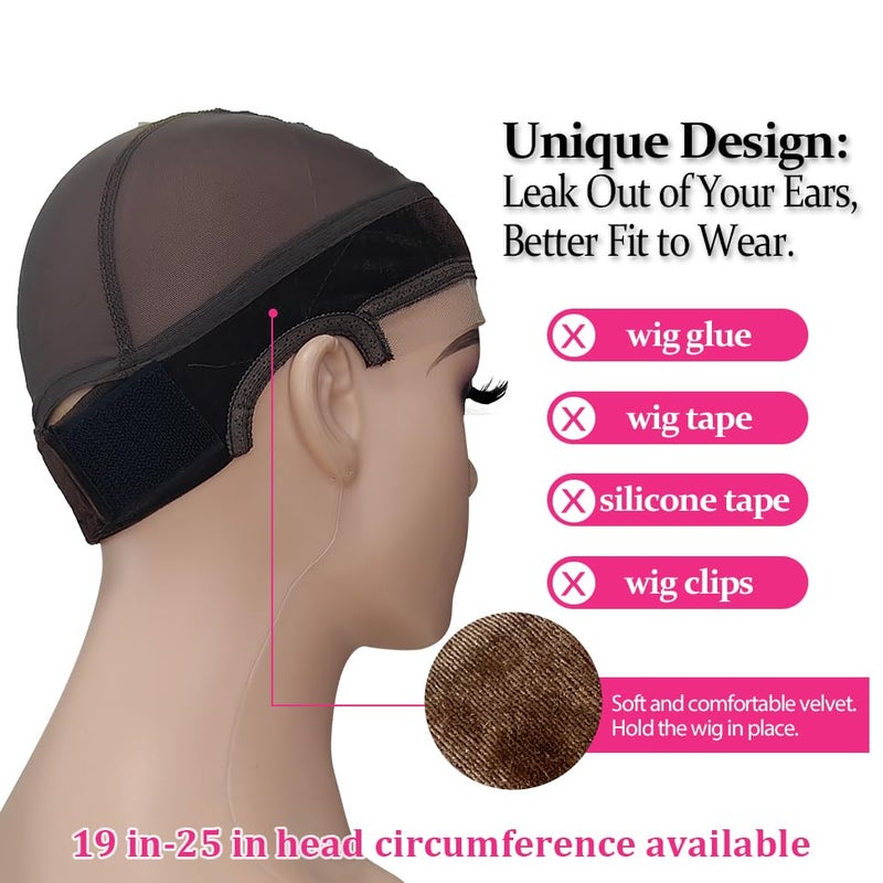 Labhairs Wig Grip Cap for Women - Non Slip, Adjustable Wig Caps Holds Glueless Wigs Securely in Place, Reusable Cap with Headband for Lace Front Wigs, One Size Fits All (Brown) - Image 3