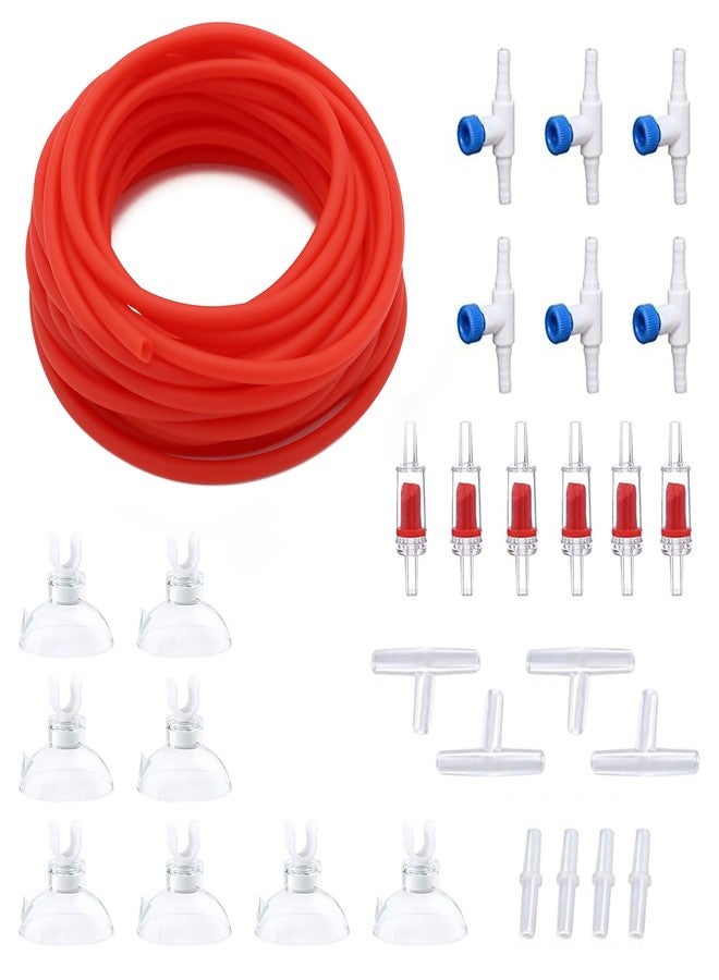 pewyoke Premium 25FT 3/16inch Air Hose for Aquarium with Connector,Check Valve, Control Valve Accessories (Red, 25 ft.) - Image 1