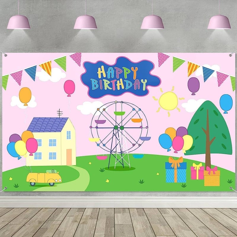 ARS Happy Birthday Party Backdrop Banner for Baby Shower, X-Large, Pink - Image 1
