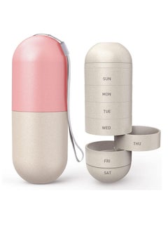 ECVV ECVV Portable Cute Pill Organizer Medication Reminder, Waterproof Pill Container Case to Hold Vitamins Supplements, 7 Day Pillbox for Travel Gym Outdoor  - Image 1