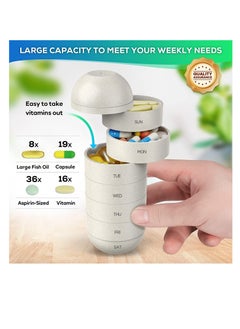 ECVV ECVV Portable Cute Pill Organizer Medication Reminder, Waterproof Pill Container Case to Hold Vitamins Supplements, 7 Day Pillbox for Travel Gym Outdoor  - Image 3