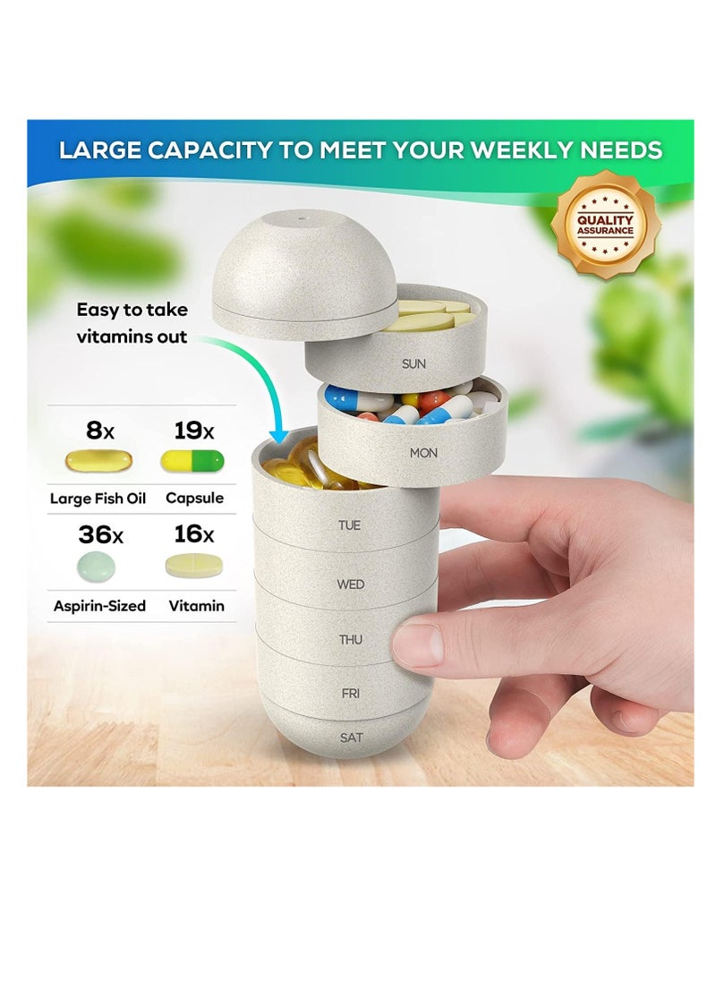 ECVV ECVV Portable Cute Pill Organizer Medication Reminder, Waterproof Pill Container Case to Hold Vitamins Supplements, 7 Day Pillbox for Travel Gym Outdoor  - Image 3