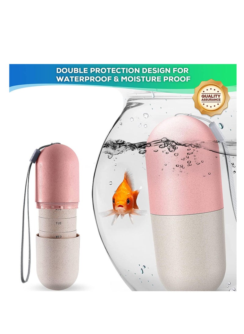 ECVV ECVV Portable Cute Pill Organizer Medication Reminder, Waterproof Pill Container Case to Hold Vitamins Supplements, 7 Day Pillbox for Travel Gym Outdoor  - Image 4