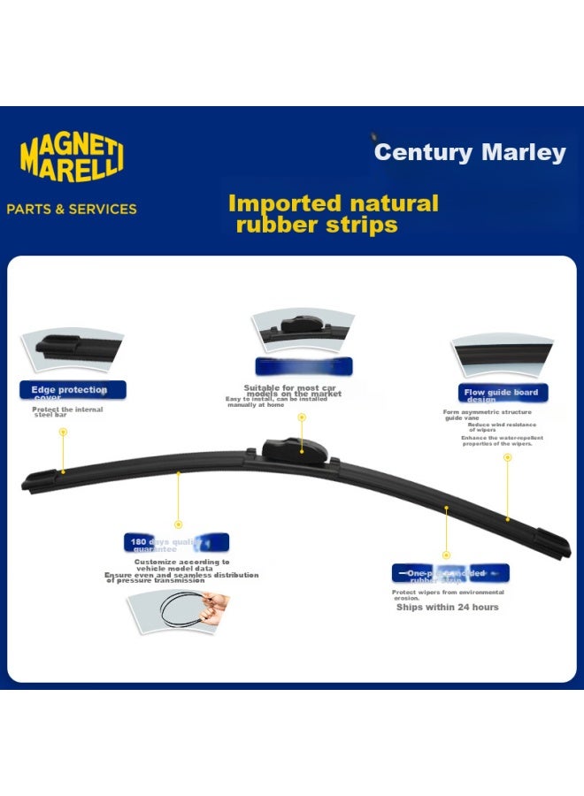 Magneti Marelli Ideal L8 Windshield Wiper Blades, Car Accessories, Pro Original Grade Boneless Front Rubber Wiper Strips, 25/20 - Image 2
