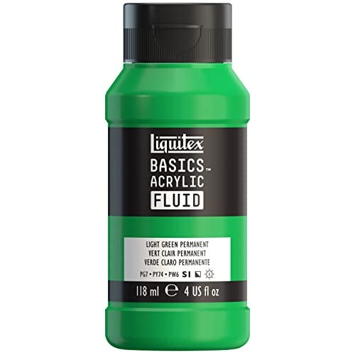 Liquitex BASICS Acrylic Fluid Paint 118ml 4oz Bottle Light Green Permanent - Image 1